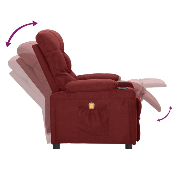 Poltrona de massagens elétrica reclinável tecido vermelho tinto M 5