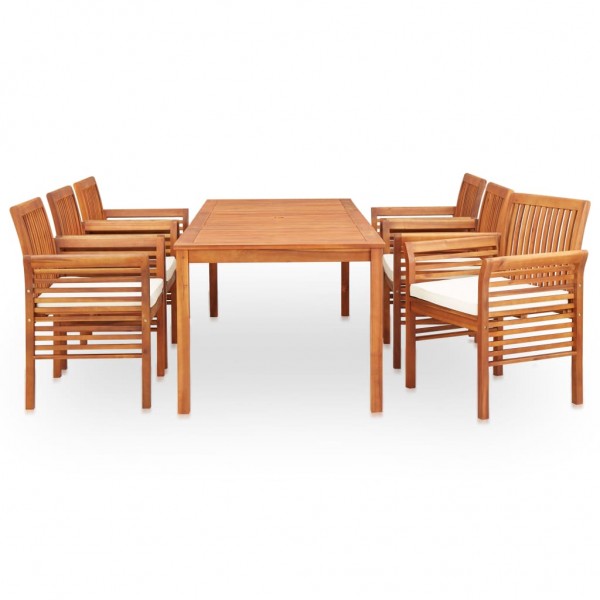 Set comedor de jardín 7 pzas y cojines madera maciza de acacia M 3