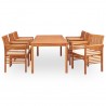 Set comedor de jardín 7 pzas y cojines madera maciza de acacia 3