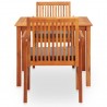 Set comedor de jardín 3 pzas y cojines madera maciza de acacia 3