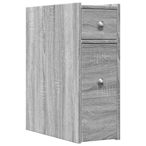 Armario de baño estrecho con ruedas madera gris Sonoma H