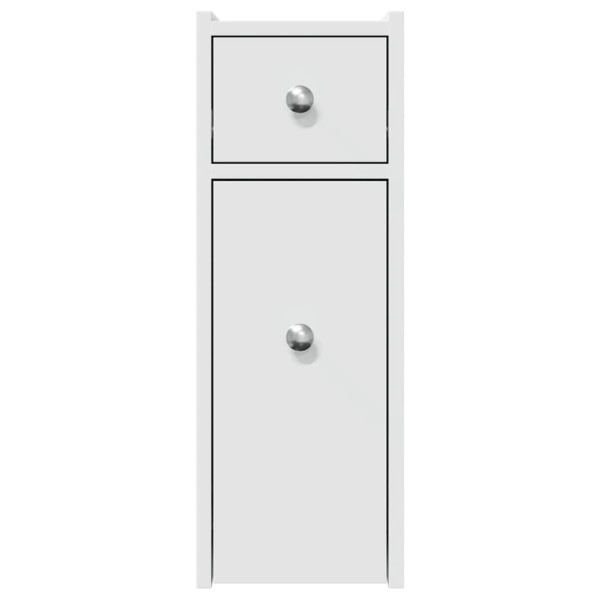 Aparador de WC estreito com rodas derivados de madeira branco M 4