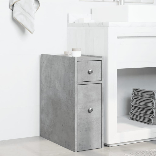 Armario de baño estrecho con ruedas madera gris hormigón M 3
