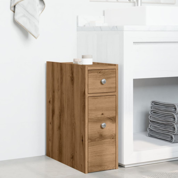 Armario de baño estrecho con ruedas madera roble artisian M 3