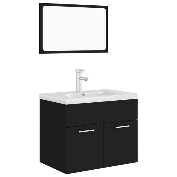 Juego de muebles de baño madera de ingeniería negro M 2