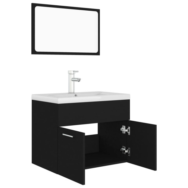 Juego de muebles de baño madera de ingeniería negro M 5