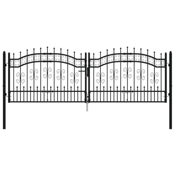 Puerta de valla punta lanza acero recubierto negro 305x151cm M 2