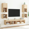 Mueble de TV de pared con luces LED roble Sonoma 30x28.5x30 cm 5