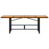 Mesa de jardim com tampo em acácia 190x80x75 cm vime PE preto 4