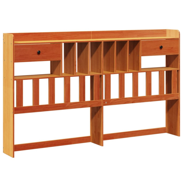 Cabecero de cama almacenaje madera maciza pino marrón 200 cm M 2