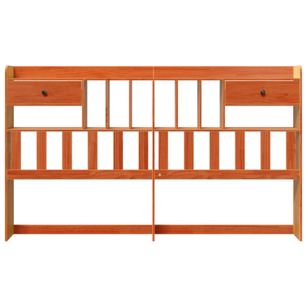 Cabecero de cama almacenaje madera maciza pino marrón 200 cm M 3