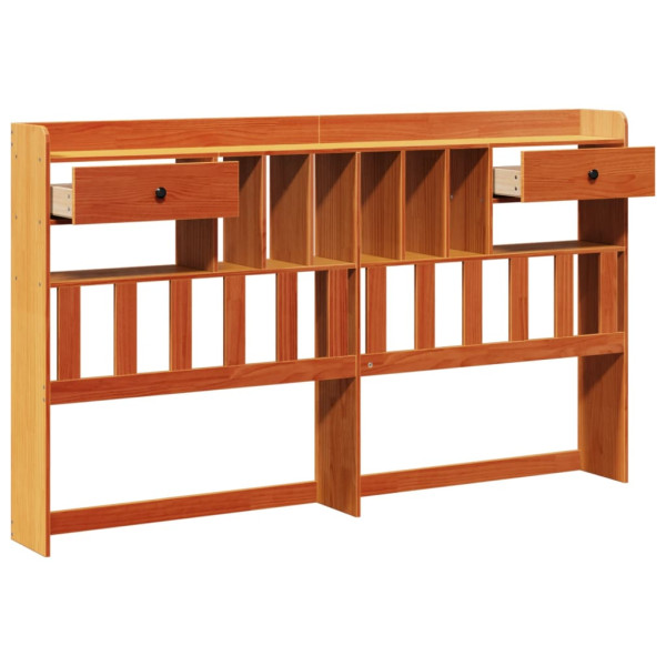 Cabecero de cama almacenaje madera maciza pino marrón 200 cm M 4