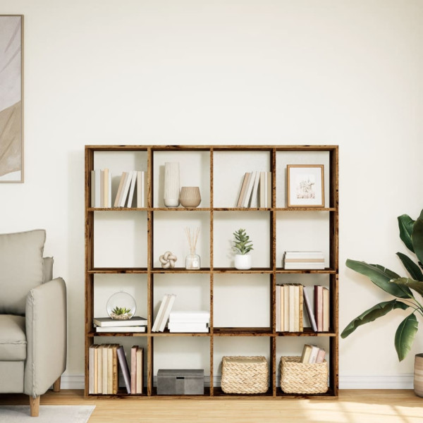 Estantería madera de ingeniería envejecida 137.5x29x137.5 cm M 3