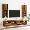 Muebles TV con luces LED 2 uds madera envejecida 30.5x30x102 cm 4