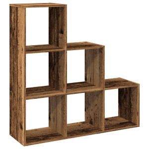 Librería divisor 3 niveles madera envejecida 99x29x99 cm H