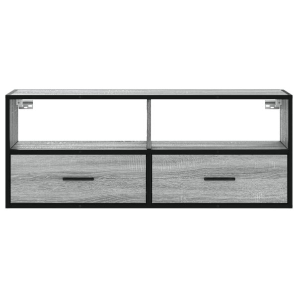 Mueble de TV madera y metal roble ahumado 100x31x39.5 cm M 4