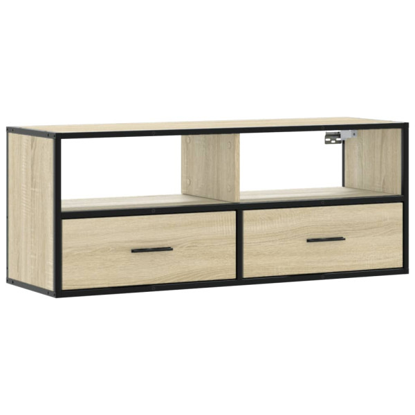 Mueble TV madera ingeniería y metal roble Sonoma 100x31x39.5 cm M 2
