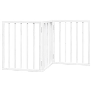 Puerta para perros plegable 3 paneles madera álamo blanca 150cm H