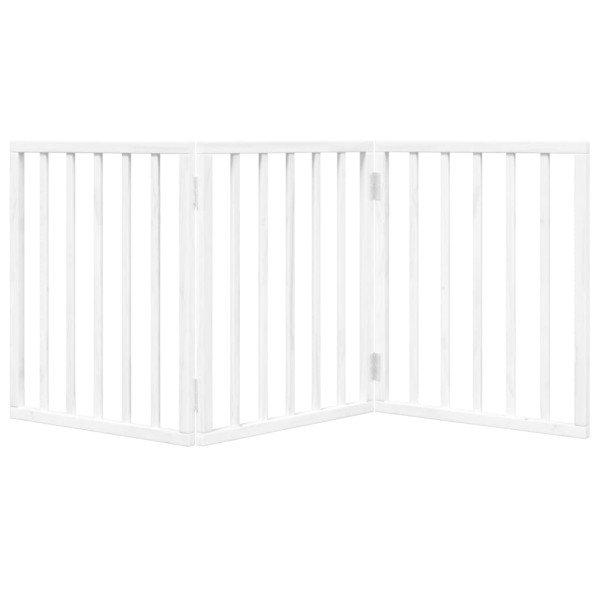 Puerta para perros plegable 3 paneles madera álamo blanca 150cm M 4