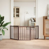 Puerta para perros plegable 3 paneles madera álamo marrón 150cm 3