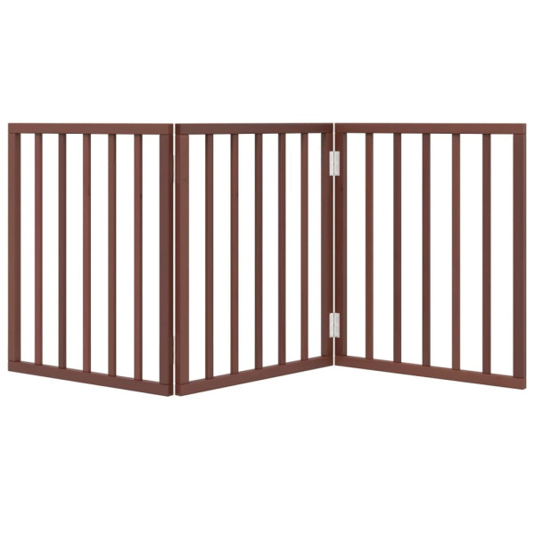 Puerta para perros plegable 3 paneles madera álamo marrón 150cm M 4