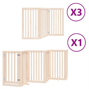 Puerta para perros plegable 15 paneles madera de álamo 750 cm H