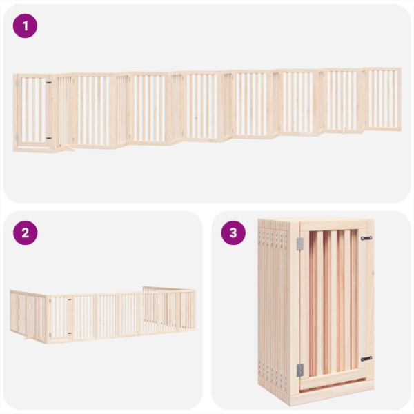 Puerta para perros plegable 15 paneles madera de álamo 750 cm M 5