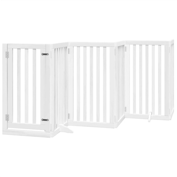 Puerta para perros plegable 9 paneles madera álamo blanca 450cm M 3