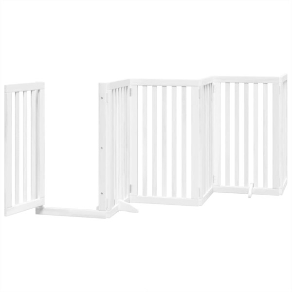 Puerta para perros plegable 9 paneles madera álamo blanca 450cm M 4