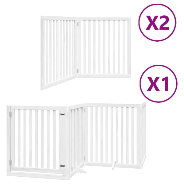 Puerta de perros plegable 8 paneles madera álamo blanca 640 cm M 2