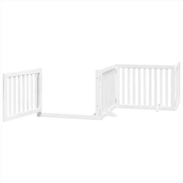 Puerta de perros plegable 6 paneles madera álamo blanca 480 cm M 4