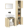 Set de muebles de baño 3 pzas madera contrachapada roble Sonoma 1