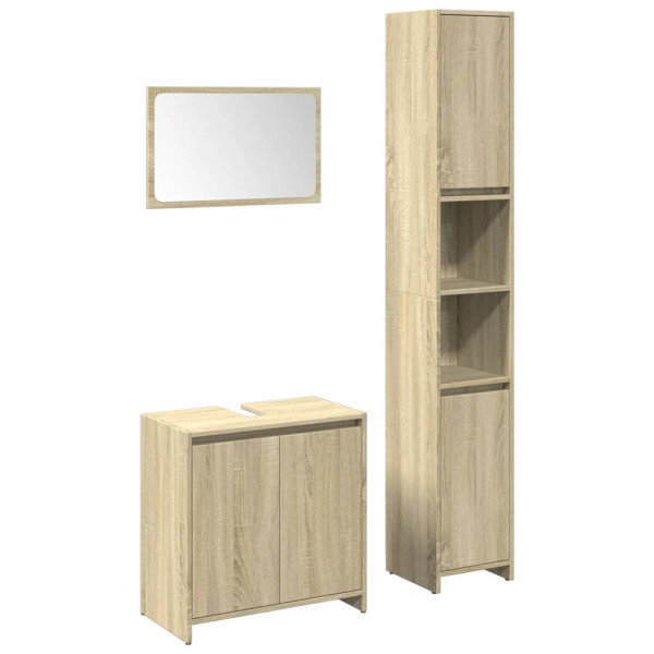 Set de muebles de baño 3 pzas madera contrachapada roble Sonoma M 2