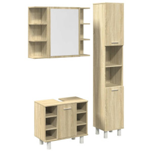 Set de muebles de baño 3 pzas madera contrachapada roble Sonoma H