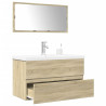 Set de muebles de baño 3 pzas madera contrachapada roble Sonoma 1