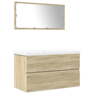 Set de muebles de baño 3 pzas madera contrachapada roble Sonoma H