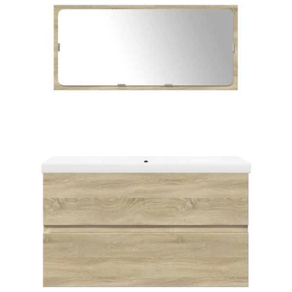 Set de muebles de baño 3 pzas madera contrachapada roble Sonoma M 4