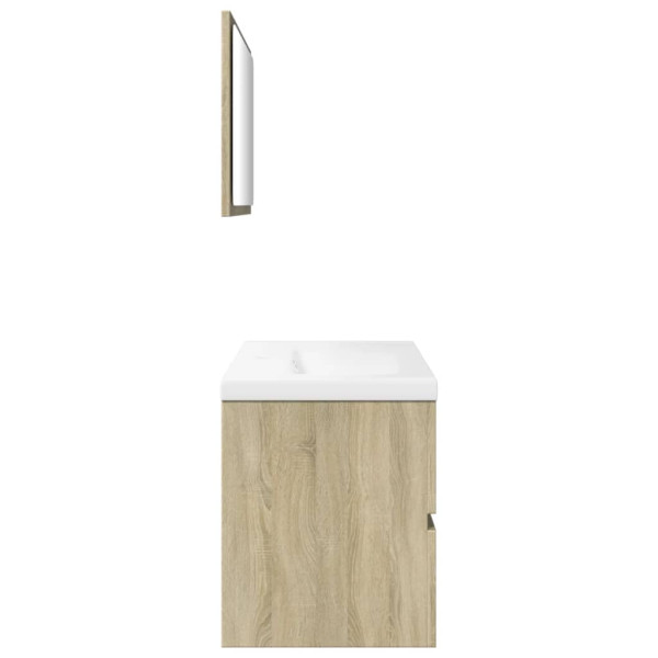 Set de muebles de baño 3 pzas madera contrachapada roble Sonoma M 5