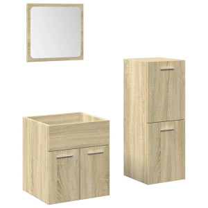 Set de muebles de baño 3 pzas madera contrachapada roble Sonoma H