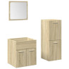 Set de muebles de baño 3 pzas madera contrachapada roble Sonoma 2