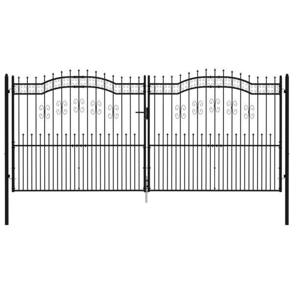 Puerta de valla punta lanza acero recubierto negro 406x223 cm M 2