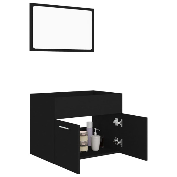 Conjunto de muebles de baño 2 pzas madera contrachapada negro M 4