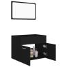 Conjunto de muebles de baño 2 pzas madera contrachapada negro 4