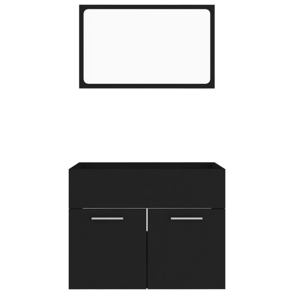 Conjunto de muebles de baño 2 pzas madera contrachapada negro M 5