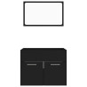 2 pcs conjunto de móveis de casa de banho contraplacado preto 5