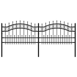 Valla de jardín con punta de lanza acero recubierto negro 115cm H