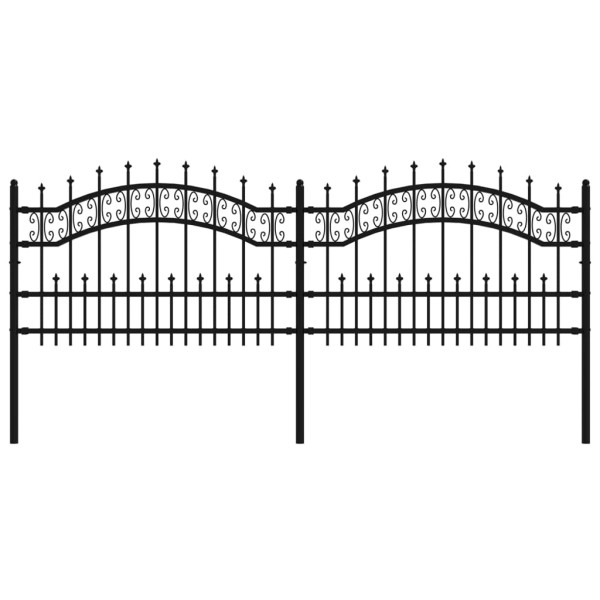 Valla de jardín con punta de lanza acero recubierto negro 115cm M 2
