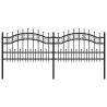 Valla de jardín con punta de lanza acero recubierto negro 115cm 2