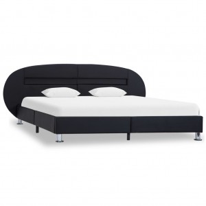 Estrutura de cama com LED de couro sintético preto 180x200 cm H