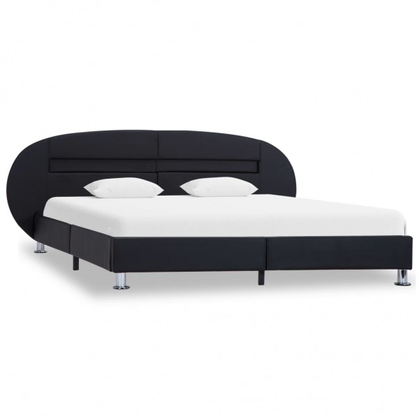 Estrutura de cama com LED de couro sintético preto 180x200 cm M 2